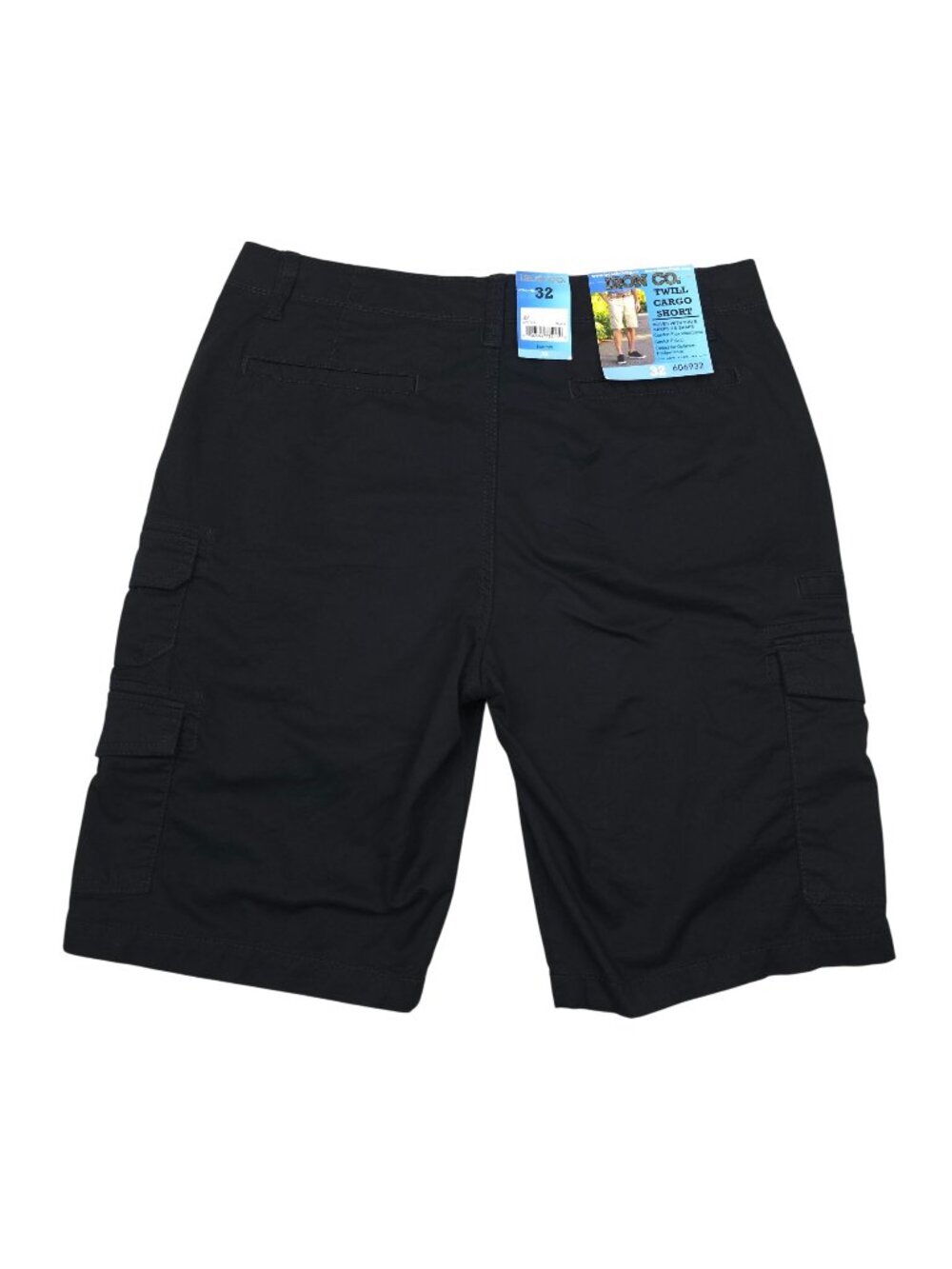 Iron Co Twill Cargo Shorts Black Size 32 Stretch Fabric Comfort Waistband